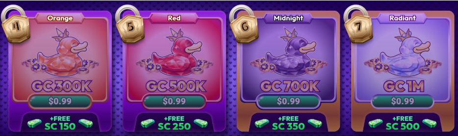 Orange, Red, Midnight, Radiant reward tiers